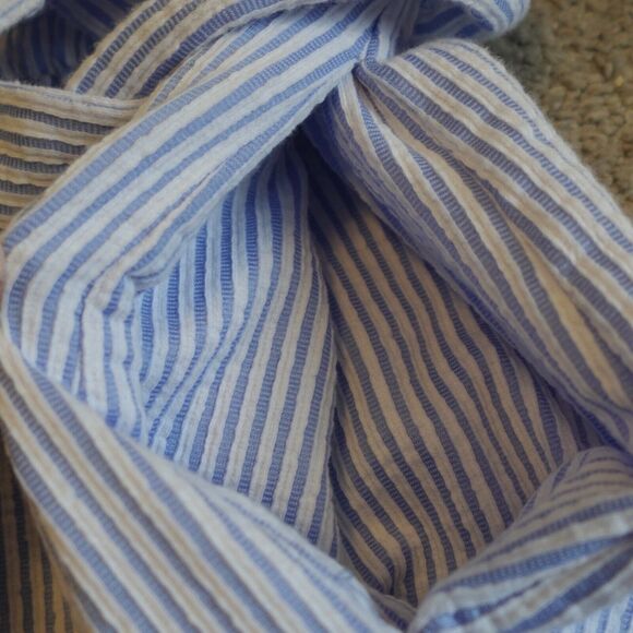 Michael Kors Women Medium Dress Off Shoulder Ruffle-Neck Seersucker Pockets - Picture 5 of 10